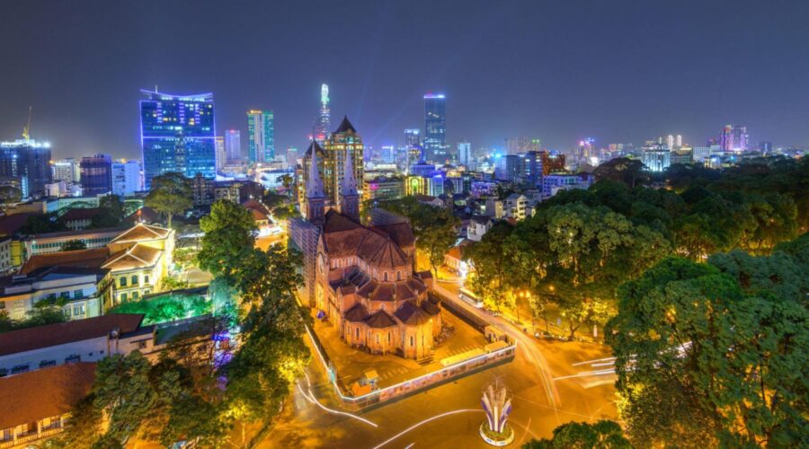 Beauty Notre Dame cathedral architecture buildings in Ho Chi Minh City