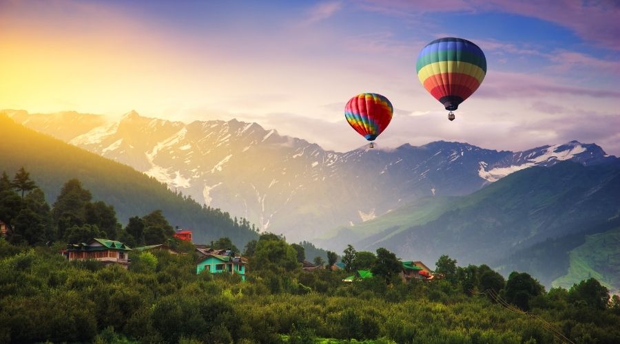 Hot balloon air over Manali, India.